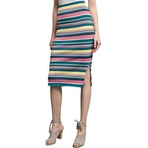 Anthropologie Maeve Lana Skirt M Striped Stretch Knit Midi Pull On Retro Chic
